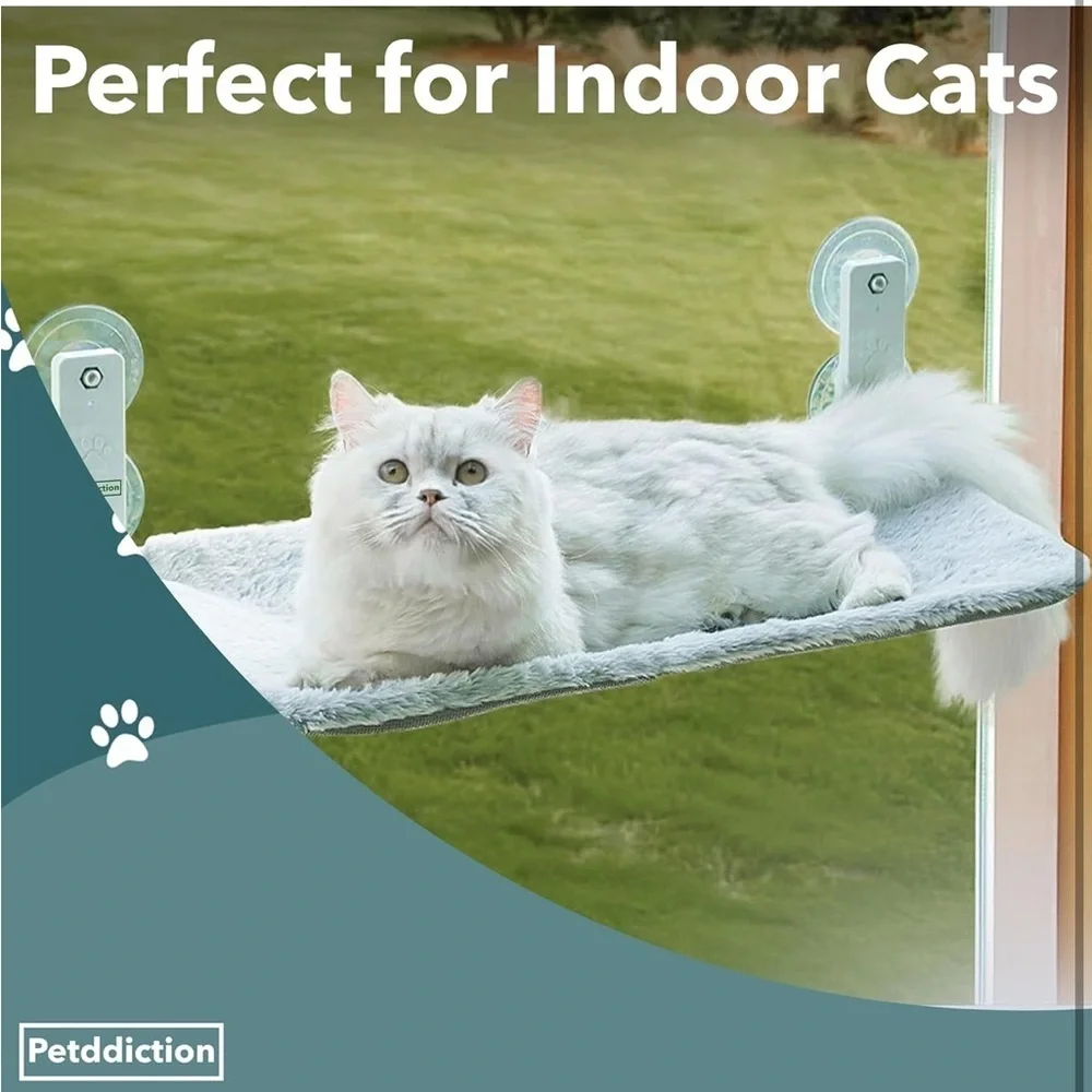 Brand New Cat Hammock Strong Window Suction 40 lb Capacity Cozy Indoor Gray Bed